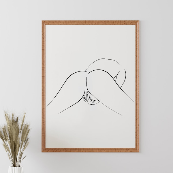 Erotic Nudity, Fine Art Nude Print, Woman Butt Drawing, Nude Line Drawing, Nude Female Back, Vagina Art, Kinky Art, Woman Masturbating