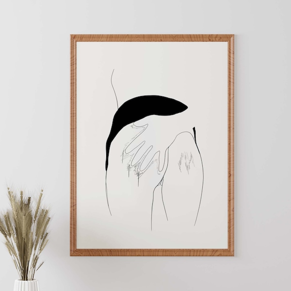Bdsm Art, Female Line Art, Women Butt Drawing, Spanking Art, One Line Drawing, Nude Line Drawing, Erotic Nudity, Sensual Wall Art