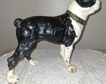 Cast Iron Boston Terrier Dog Door Stop by I.C.C Co. 1900's-Marked & Authentic