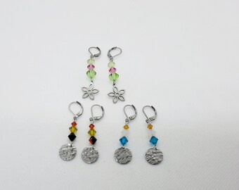 Pendientes de cristal Swarovski, charm de acero inoxidable, idea de regalo para mujer