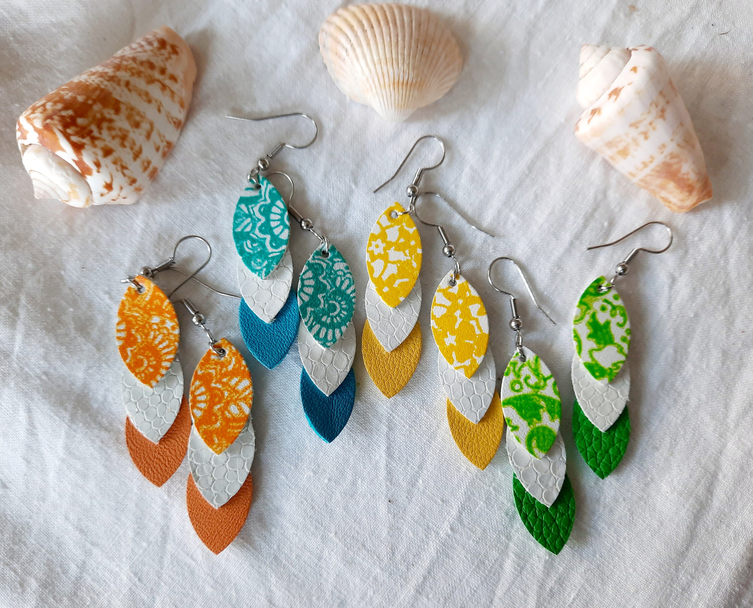 Boucles d'oreilles en cuir idée cadeau femme fait main - Etsy Canada