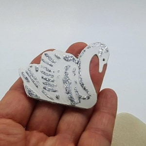 Leather brooch, leather swan or sloth, handcrafted creation, gift idea, handmade in France