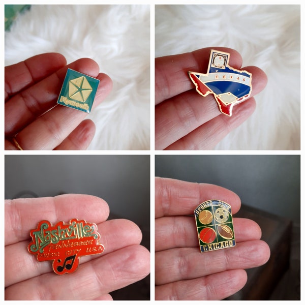 Pin's vintage , épinglette ,  pour collectionneur , année 80 , métal émaillé , 4 modèles différents,  prix à l'unité