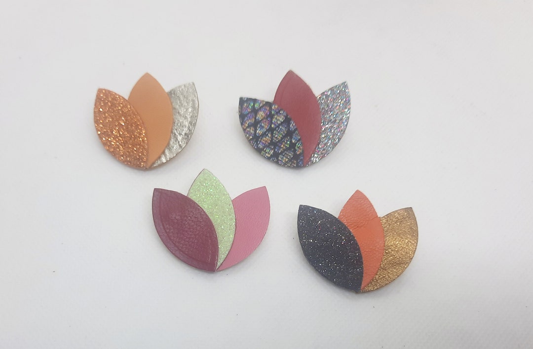 Broche Fantaisie En Cuir Véritable - Fleur Rose Pour Fête, Mariage - Neuf Avec Étiquettes