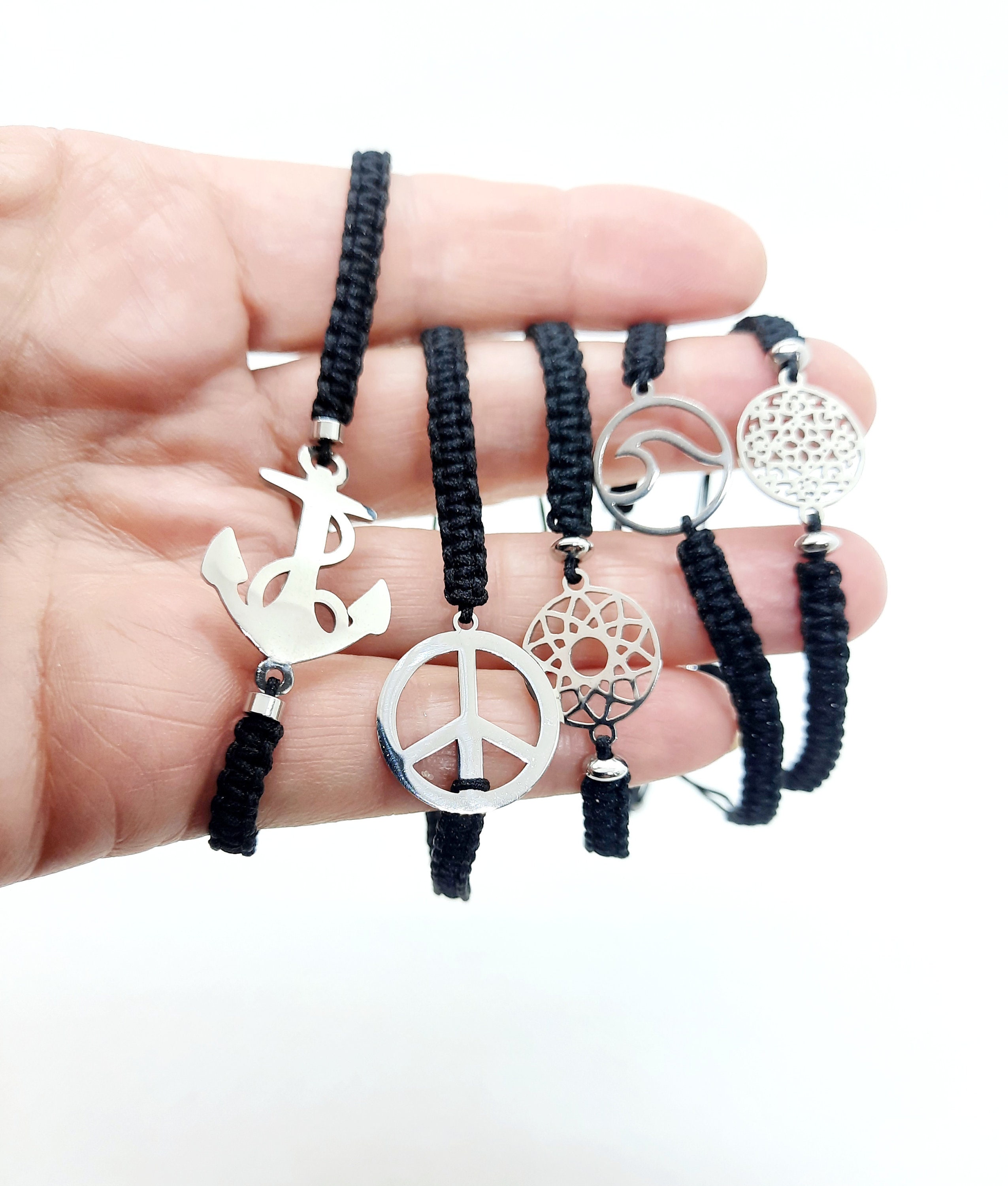 Bracelet Bois Coeur Peace And Love Rose - Neuf Sans Emballage - Fabriqué En France