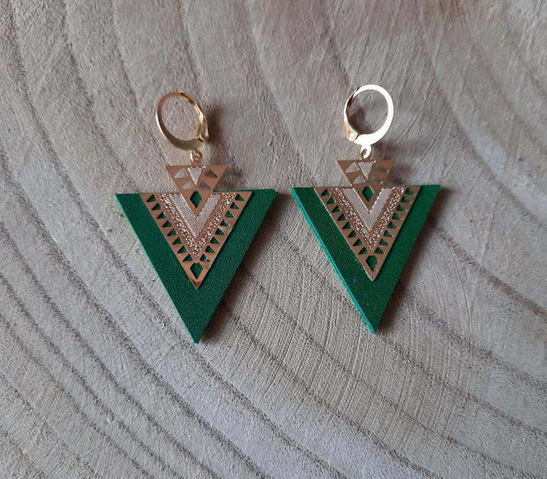 Boucles d'oreilles en cuir - PENERA- Blanc et nid d'abeille argenté