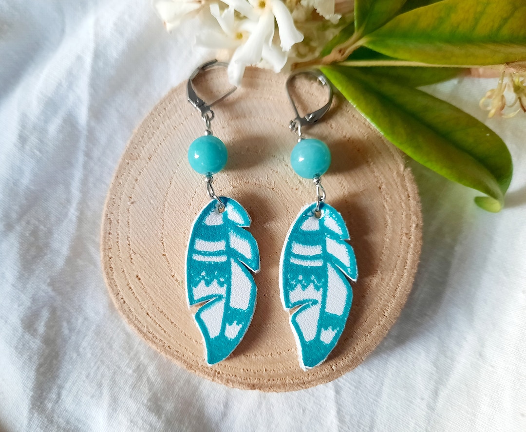 Boucles d'oreilles en cuir idée cadeau femme fait main - Etsy France