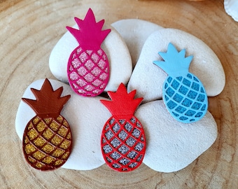 broche ananas en cuir , broche bijou , pin's cuir,  plusieurs couleurs  , fait main en France