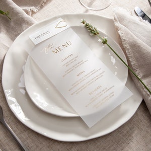 Modern Elegance Foiled Vellum Wedding Menus