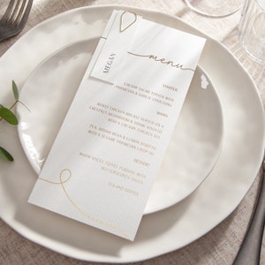 Minimal Script Foiled White Wedding Menus