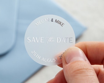 Simple Elegance | Save the Date Foiled Wedding Stickers | Wedding Stationery | Gold or Silver Foiled Stickers