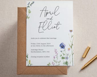 Wildflower Printed Wedding Invitation | Floral Theme Wedding Invites