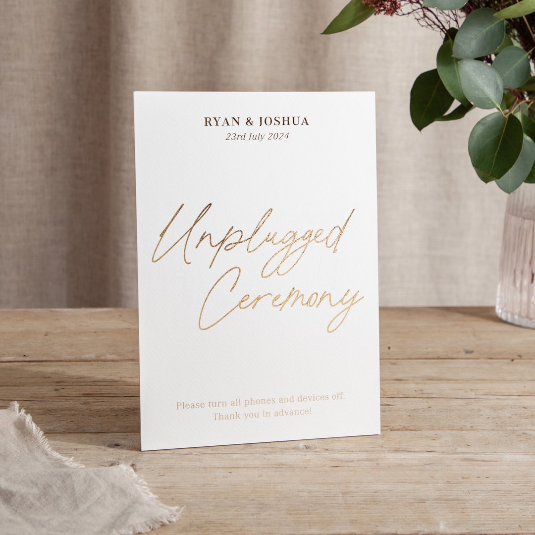 Autograph | Foiled Unplugged Ceremony Wedding Sign | on the Day Signage ...