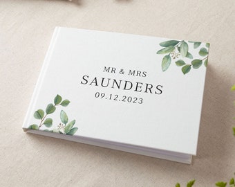 Green Eucalyptus Personalised Surname Wedding Guest Book