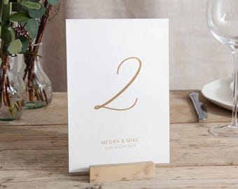 Simple Elegance Foiled Wedding Table Number Cards | Event Table Numbers | Classic, Modern Table Decor | Gold Silver Theme