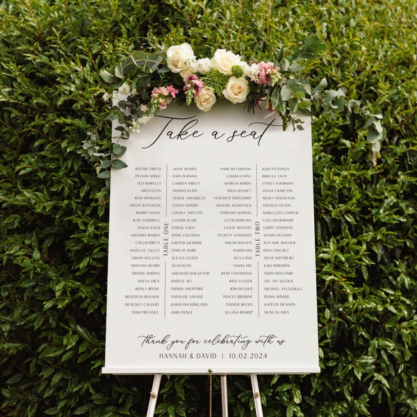 Simple Elegance Wedding Banquet Table Plan Sign