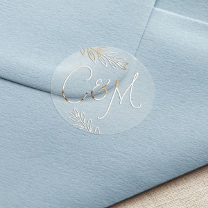 Meadow | Initials Foiled Wedding Stickers | Wedding Stationery | Gold or Silver Foiled Stickers