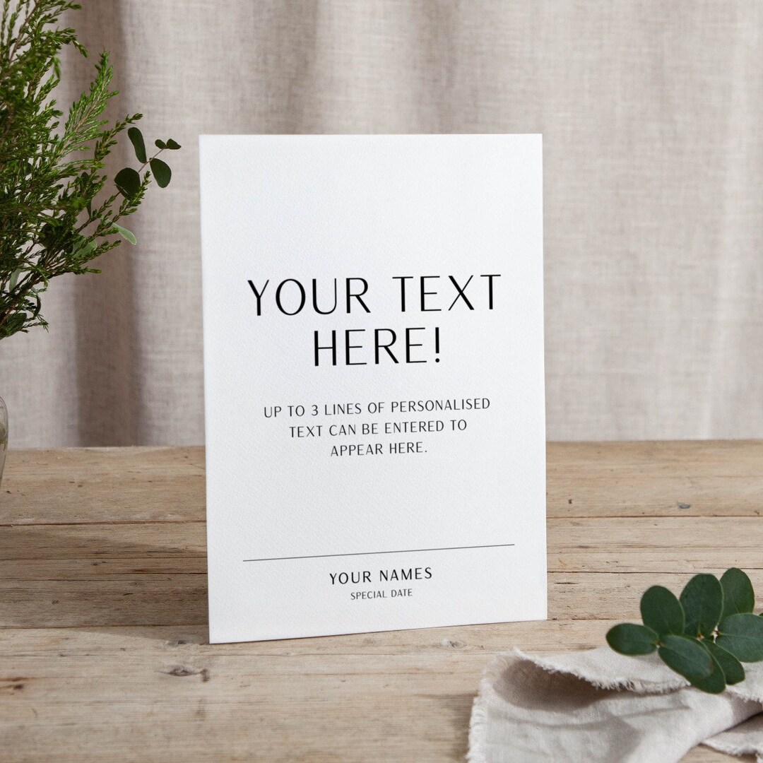 Simple Elegance | Custom Text Wedding Sign | on the Day Signage ...