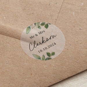 Green Eucalyptus | Custom Text Printed Wedding Stickers | Personalised | Wedding Stationery