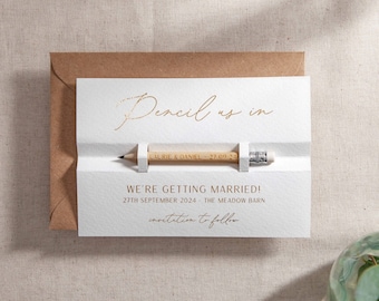 Foiled White 'Modern Elegance' Pencil Us In Save the Date