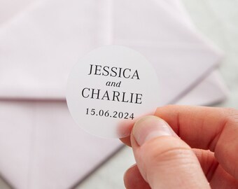 Sicily | Names & Date Printed Wedding Stickers | Personalised | Wedding Stationery