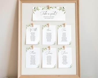 Olive Wedding Table Plan Cards | Wedding Seating Plan Sign