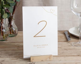 Minimal Script Foiled Wedding Table Number Cards | Event Table Numbers | Classic, Modern Table Decor | Gold Silver Theme