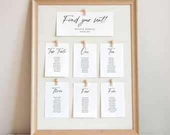 Autograph Wedding Table Plan Cards | Simple Design Wedding Seating Plan Sign