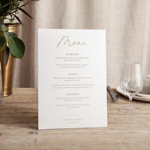 Autograph | Foiled Wedding Menu Sign | On The Day Signage | Personalised | A5 A4 or A3 Freestanding Sign