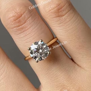 IGI Certified 2.5 CT Round Cut Lab Grown Diamond Solitaire Engagement Ring,14K Yellow Gold Round Prong Set Ring For Wedding Anniversary Gift