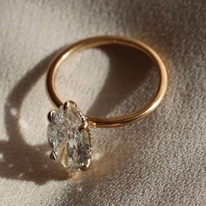 2.50 Carat Marquise Cut Lab Grown CVD Diamond Solitaire Engagement Ring 18K Yellow Gold Wedding Ring, Under Halo Design Bridal Gift For Ring