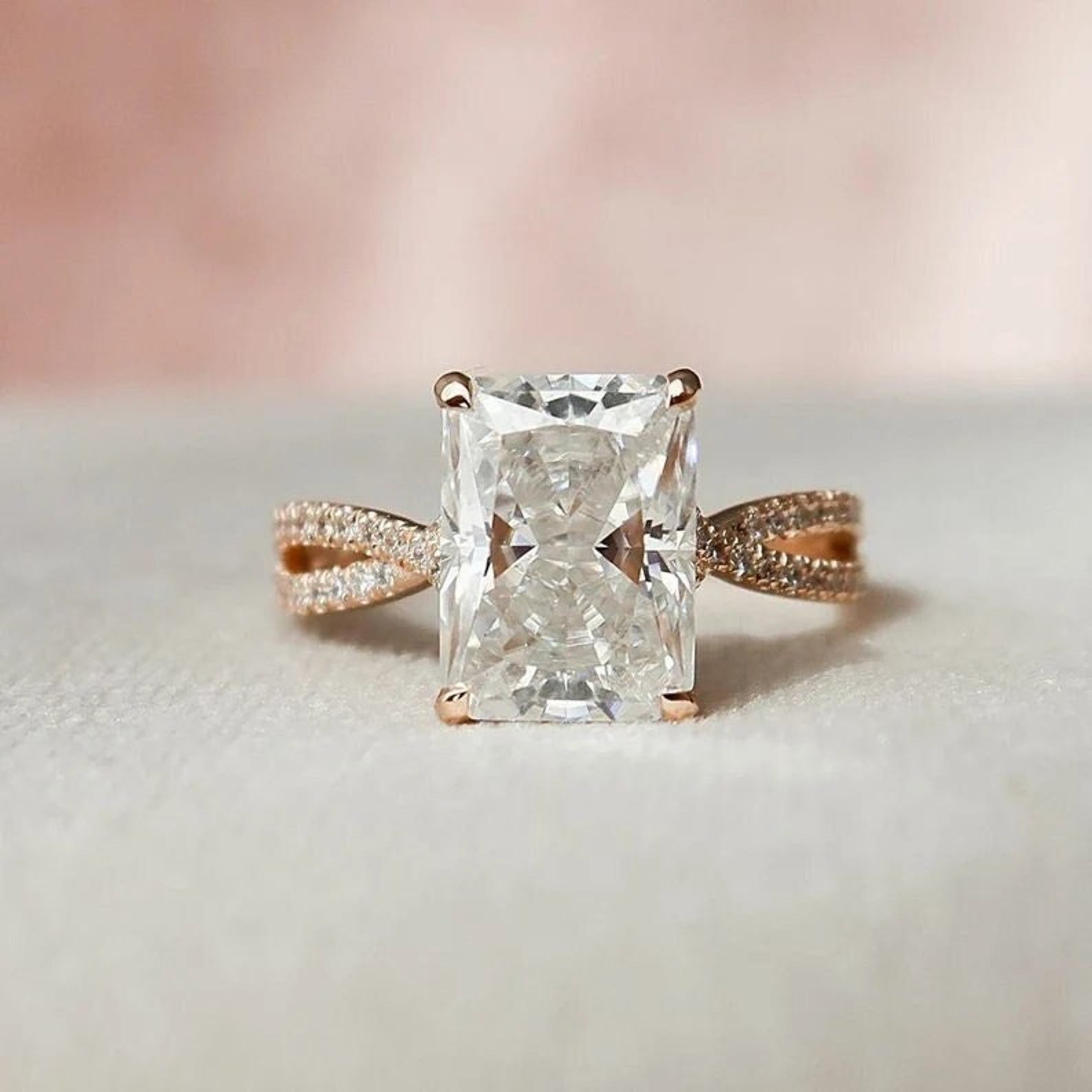 2 Ct Radiant Cut Crushed Ice Engagement Ring Wedding Ring Etsy