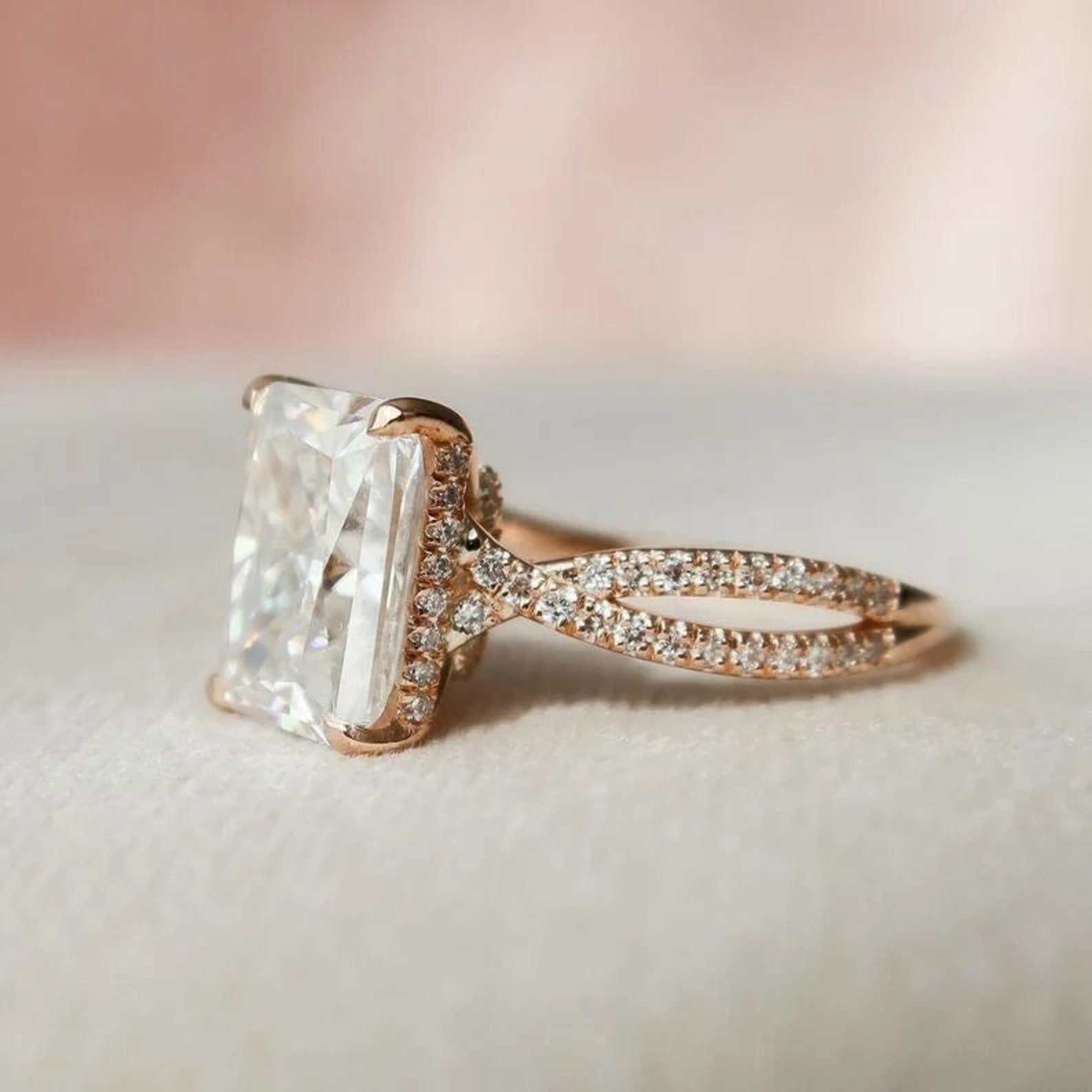 2 Ct Radiant Cut Crushed Ice Engagement Ring Wedding Ring Etsy