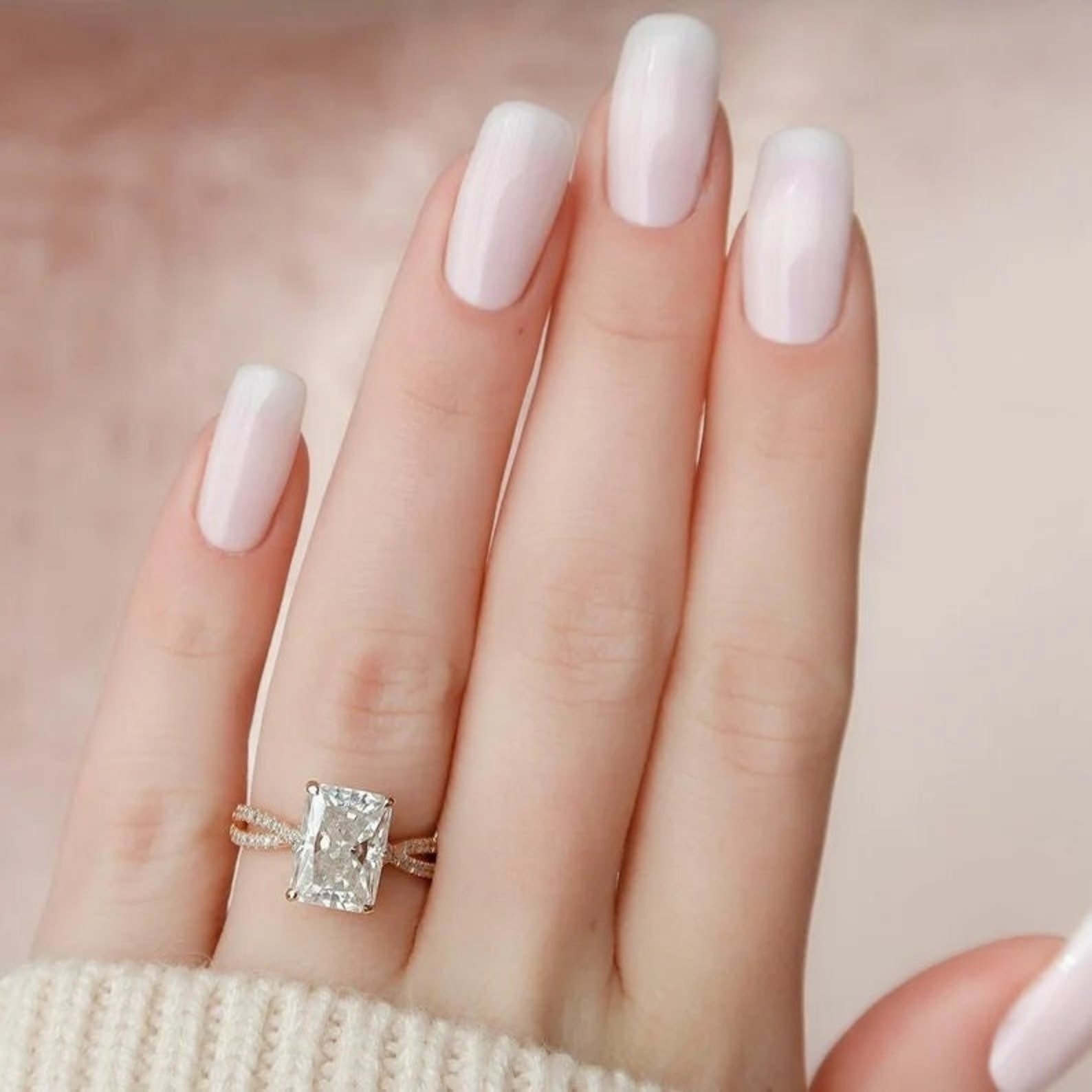 2 Ct Radiant Cut Crushed Ice Engagement Ring Wedding Ring Etsy