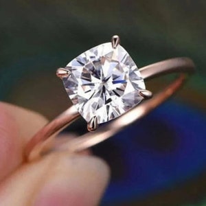2.0 Ct Cushion Cut Moissanite Engagement Ring,Cushion Moissanite Wedding Ring,Cushion Cut Simulated Diamond Enagagement Ring,Gift For Her