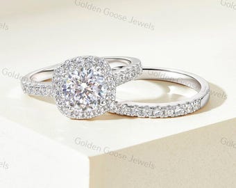 Set Fedi Nuziali Donna Mameloly 2 Ct Zirconia Cubica Taglio Principessa - Placcato Oro Bianco - Misura 4-12 - 4