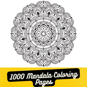 1000 Flower Mandala Coloring Page Bundle Instant Digital Download For Kids And Adults