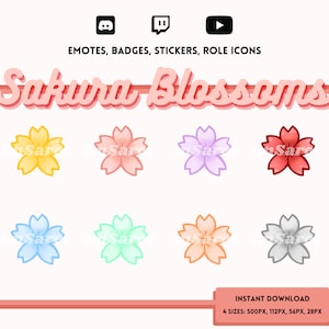Mehrfarbige Sakura Blüten Emote Packung (8) |  Twitch, Discord, YouTube