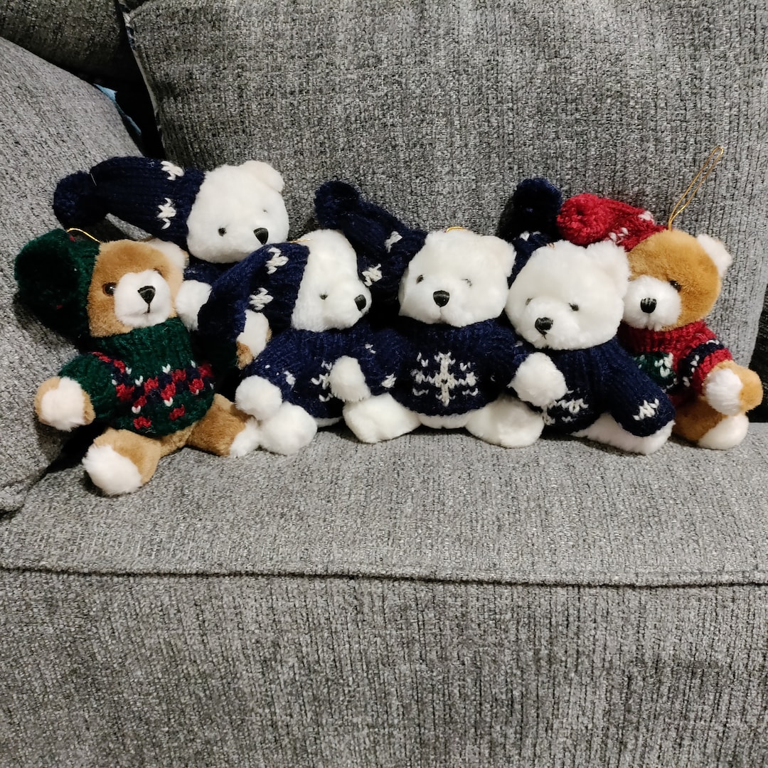 Christmas Plush Bear Tree Ornaments. Set of 6 Etsy