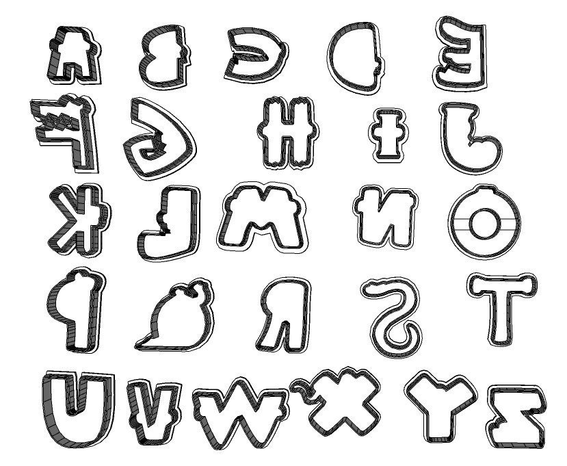 STL file Alphabet Lore BOTH Letter Characters and Numbers A-z and