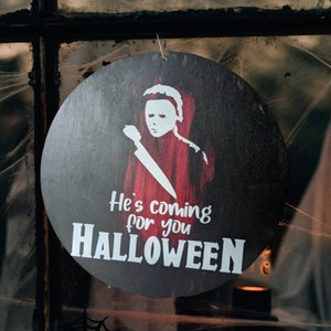 Michael Myers Halloween Door Hanger Welcome Sign Halloween - Etsy