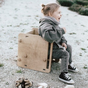 Christmas gift from 1 year child, Montessori Table, Children chair and cube box, Multifunctional Pickler furniture, Toddler board game cube