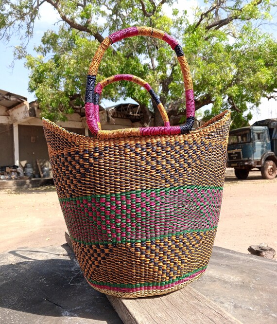 Grocery Shopping Basket, Cute Market Basket, Bolga Storage Basket