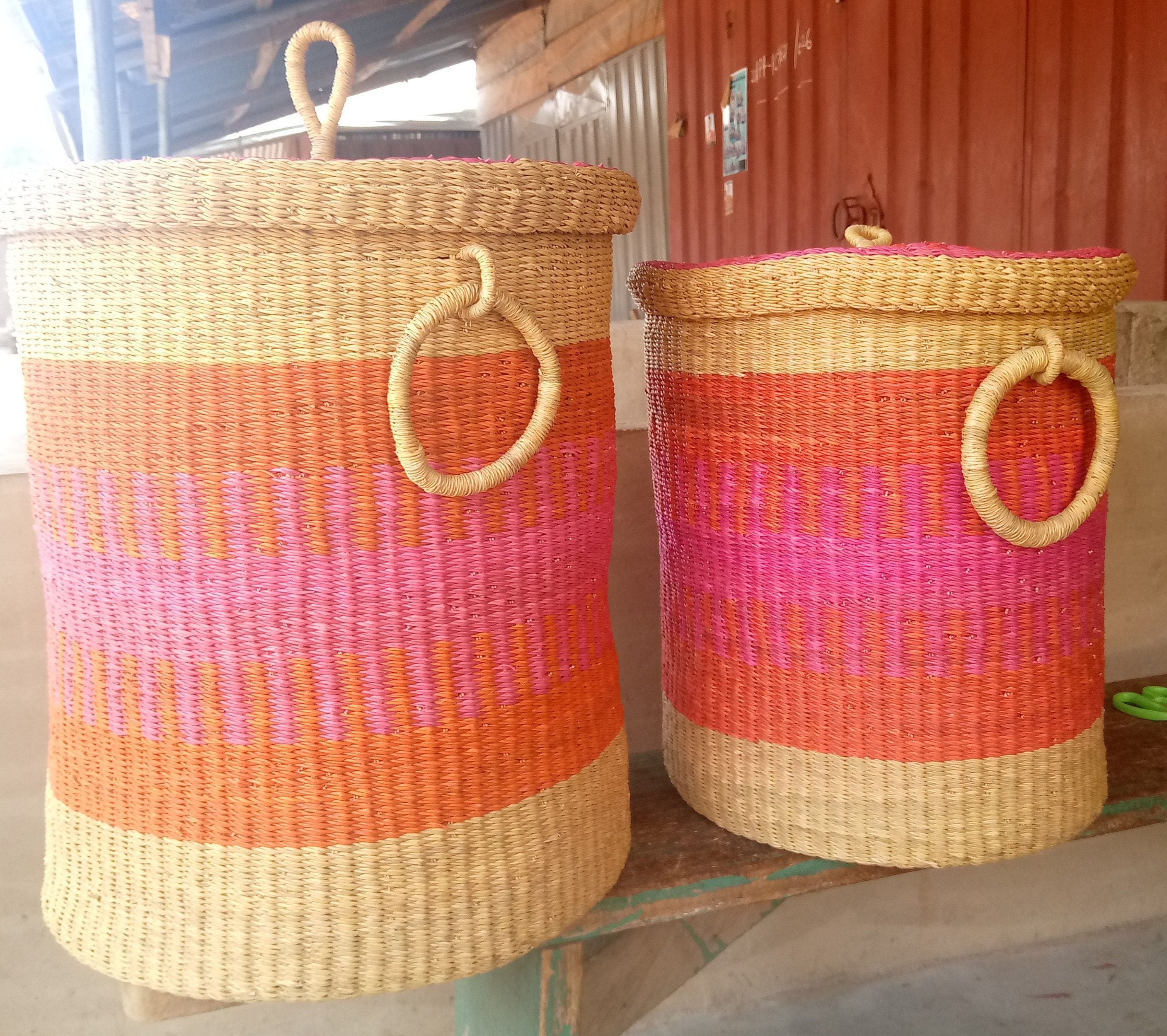 Big Woven Laundry Basket With Lid Handwoven Bedroom Basket Etsy