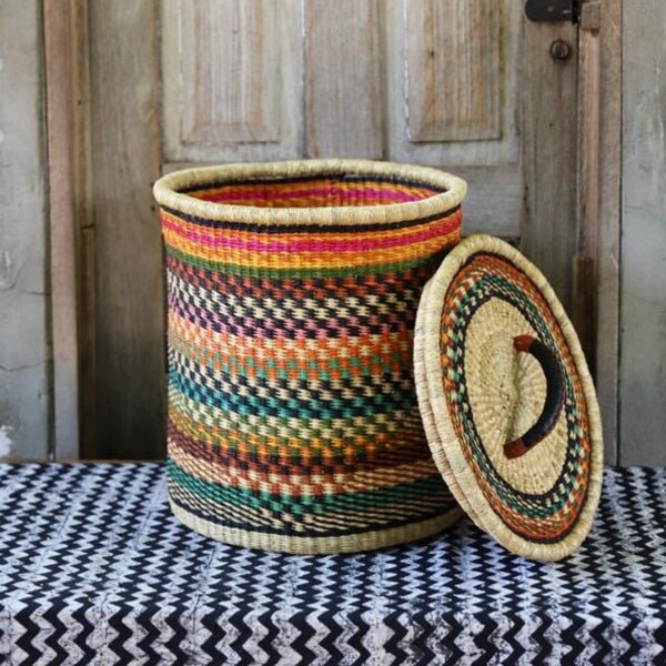 Woven Basket With Lid - Etsy