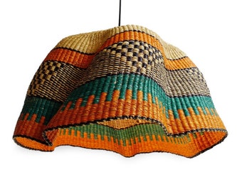 Handwoven Lampholder, Bolga basket woven chandelier, hanging light lampshade, ceiling lampshade, home rattan lampholder