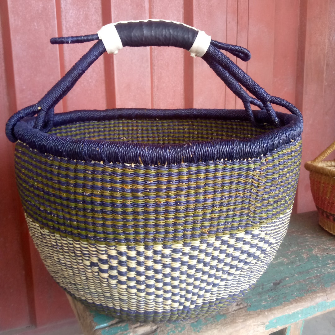 Straw Storage Basket Mini Market Basket Kitchen Storage Etsy