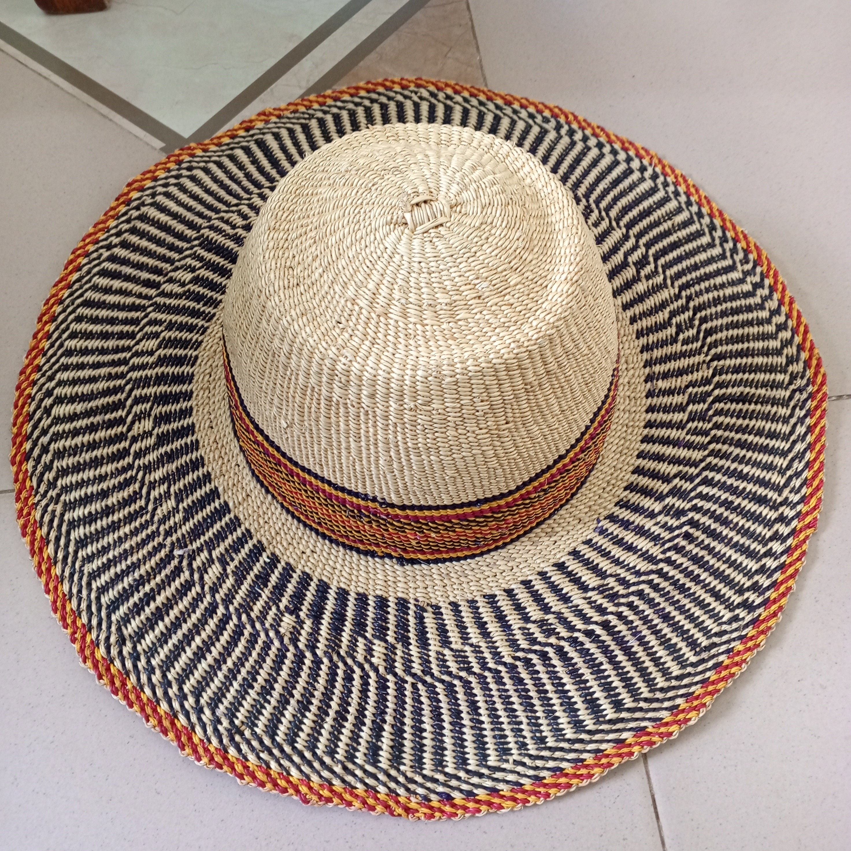 Vintage African bolga Braided Straw Sun Hat Wholesale Bolga/Ghana Hat / Handmade Hat (Copy) for your  main image 3