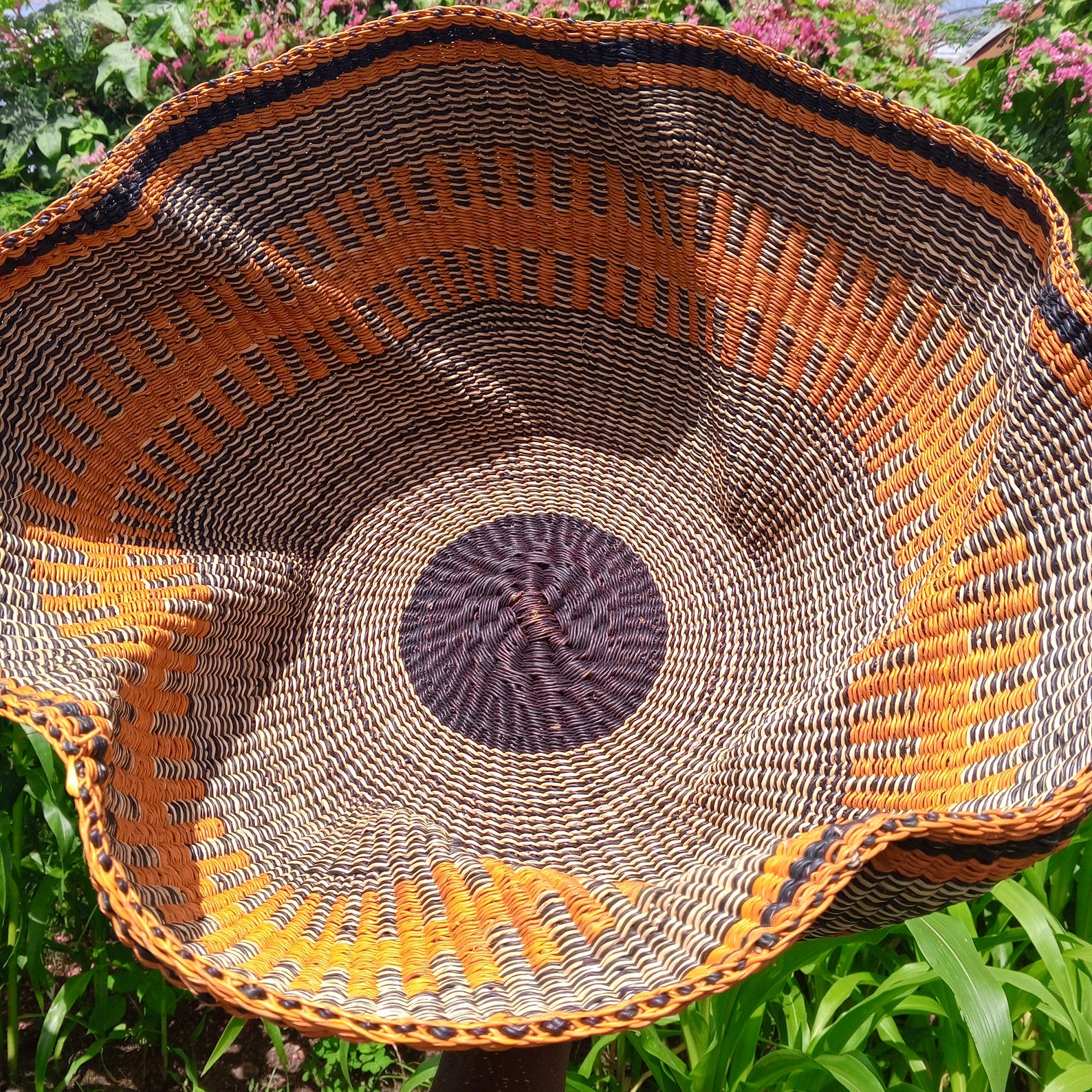 Handwoven Wavy Bolga Storage Basket, Beautiful Storage Basket, Home