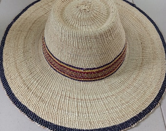 Beautiful straw hat, natural hat for picnic, sun hat with wide brim, eco-friendly summer hat, beach hat made with grass, African hat